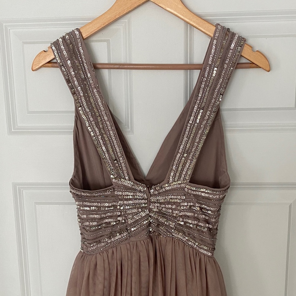 Asos Mauve Tulle Evening Gown/Bridesmaid/Prom Dress with Beaded Bodice - Picture 3 of 4